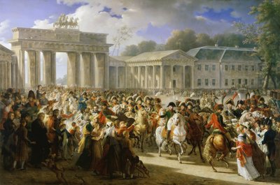 Francia: Entrée de Napoléon à Berlin. 27 octobre 1806 I. Napóleon bevonulása Berlinbe, 1806. október 27. alkotó: Charles Meynier