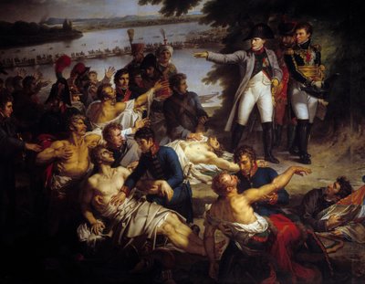 Napóleon május 23-án az esslingi csata után visszatért Lobau szigetére alkotó: Charles Meynier