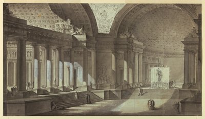 Építészeti fantázia: Athéné templomának belső tere alkotó: Charles-Michel-Ange Challe