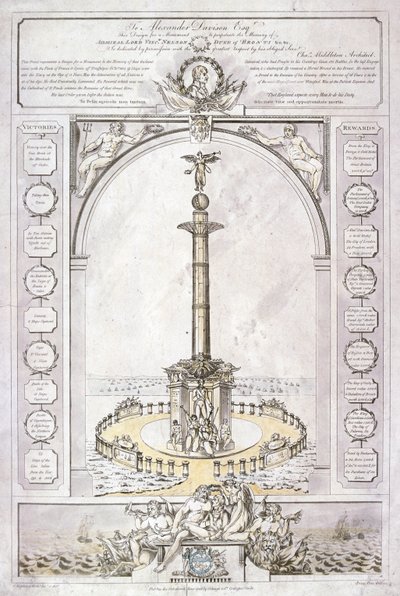 Lord Nelson admirális emlékművének terve oszlop formájában, 1806 alkotó: Charles Middleton