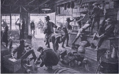 Búrok kifosztanak egy üzletet a Grange River ingatlanban, illusztráció az After Pretoria: The Guerilla War, 1902-ből alkotó: Charles Mills Sheldon