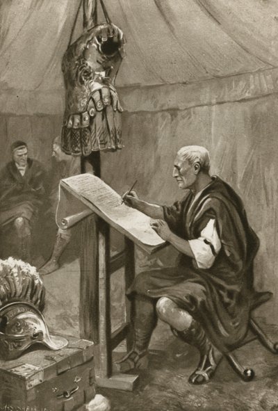 Julius Caesar levelet ír haza kenti sátrából Rómába alkotó: Charles Mills after Sheldon