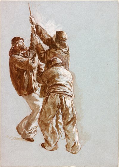 Kötelet húzó halászok (testszín) alkotó: Charles Napier Hemy