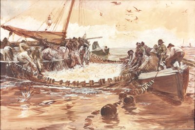 Tanulmány a „Pilchards”-hoz (bc és wc papíron) alkotó: Charles Napier Hemy