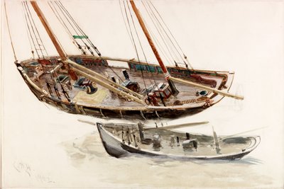 Két tanulmány egy vonóhálóról (bc, ceruza és WC papíron) alkotó: Charles Napier Hemy