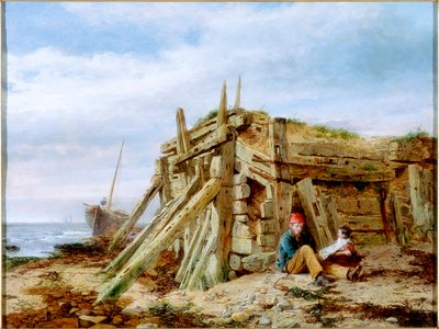 A hullámtörő alatt, 1863 körül alkotó: Charles Napier Hemy