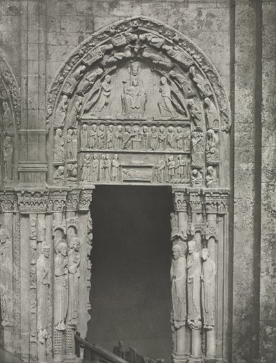Chartres-i katedrális: Chartres-i Miasszonyunkkal a királyi kapu jobb oldalán. alkotó: Charles Nègre