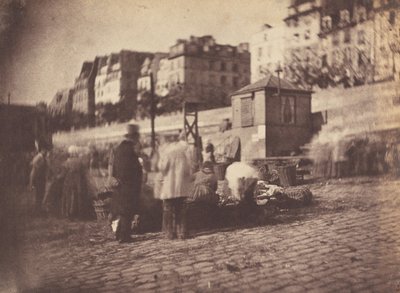 Piaci jelenet a Hotel de Ville kikötőjében, párizsi piac a... kikötőjében, 1852 februárja előtt. alkotó: Charles Nègre