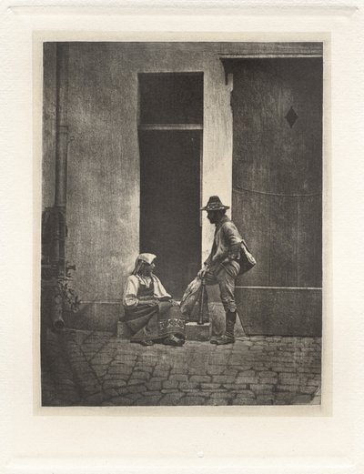 IV. tábla – Pifferaro álló és olasz paraszt ülve, a Quai Bourbon 21. szám alatti udvarban alkotó: Charles Nègre, André Jammes