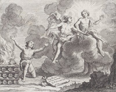 Apollón, Merkúr és a pásztorlányok, X. Fable in La Motte, Fables Nouvelles, 1719., 1719. alkotó: Charles Nicolas Cochin
