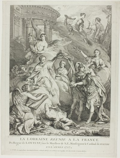 La Lorraine reunie a la France (Lotaringia újraegyesül Franciaországgal) alkotó: Charles Nicolas Cochin I