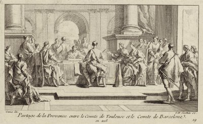 Provence felosztása Toulouse és Barcelona grófjai között, 1125 alkotó: Charles Nicolas II Cochin