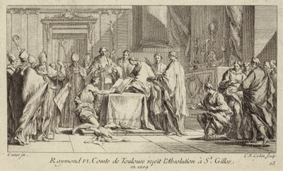 VI. Raymond, Toulouse grófja megalázta magát a St Gilles-templomban, hogy feloldják kiközösítését alkotó: Charles Nicolas II Cochin