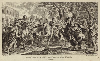Nimes lázadóinak behódolása Wambának, a vizigótok királyának, 672 alkotó: Charles Nicolas II Cochin
