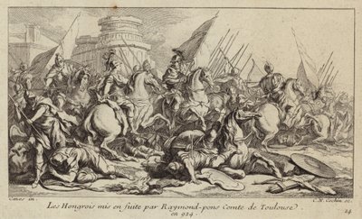 A magyar hadsereget Raymond Pons, Toulouse grófja vetette fel, 924 (metszet) alkotó: Charles Nicolas II Cochin