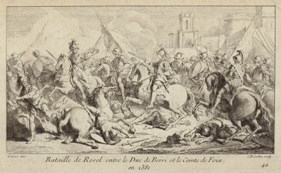 Berry herceg és Foix gróf seregei harcolnak a franciaországi Revel-i csatában alkotó: Charles Nicolas II Cochin
