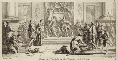 Galla Placidia és Ataulf, a vizigótok királyának esküvője, Narbonne, 414 (metszet) alkotó: Charles Nicolas II Cochin