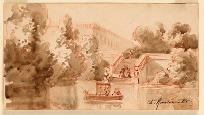 Képzeletbeli kilátás a Vaux-le-Vicomte kastélyra alkotó: Charles Nicolas Ransonnette