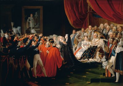 Franciaország, Versailles, Berry hercegné bemutatja a bordeaux-i herceget a bámészkodóknak alkotó: Charles Nicolas Raphael Lafond