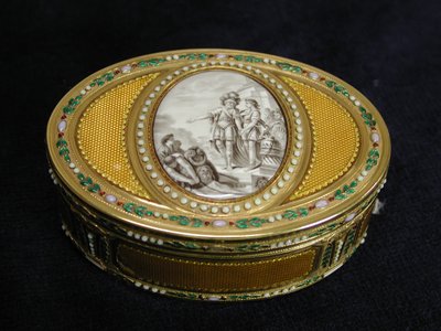 Télemakhosz Egyiptomból való távozását ábrázoló miniatűr tubákdoboz 1780-81. alkotó: Charles Ouizille