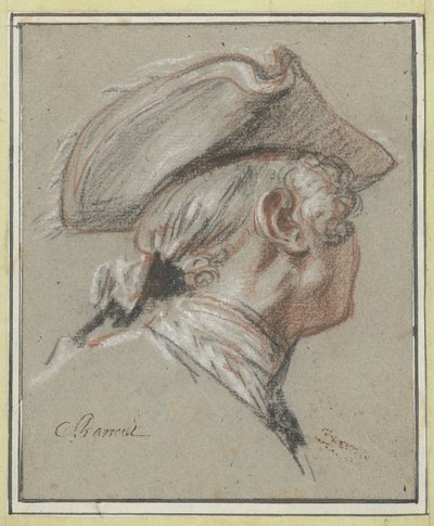Egy fej tanulmányozása Tanulmányozó fej, parókás és háromszögű alkotó: Charles Parrocel