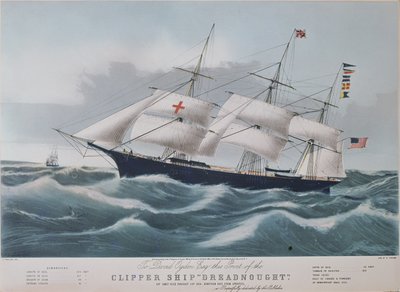 Amerikai vágóhajó „Dreadnought”, Nathaniel Currier (1813-88) litográfiája alkotó: Charles Parsons