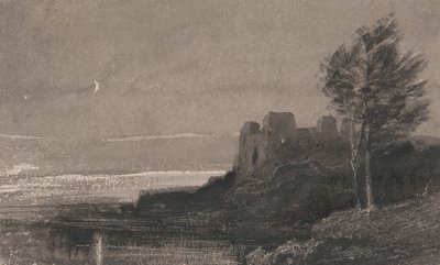 Kastély a vízparton a Holdfénynél alkotó: Charles Parsons Knight