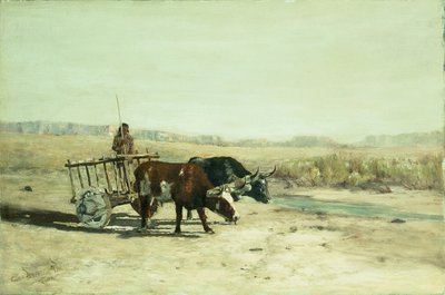 Egy ökörkocsi Új-Mexikóban (olaj, vászon) alkotó: Charles Partridge Adams