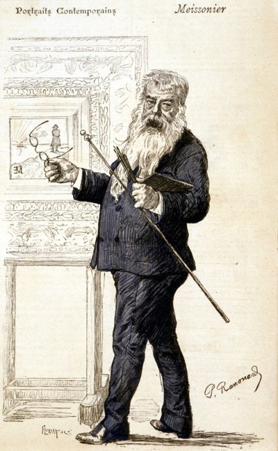 Meissonier portréja. Metszet a 19. század végéről. alkotó: Charles Paul Renouard