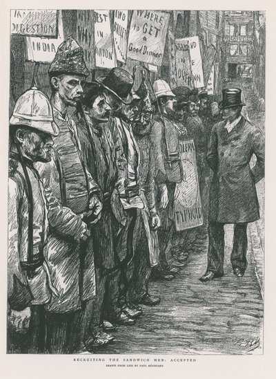 A szendvicsemberek toborzása (metszet) alkotó: Charles Paul Renouard