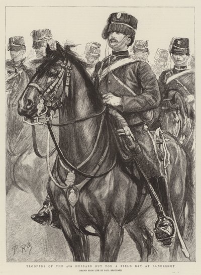 A 4. huszárezred katonái egy Aldershot-i terepnapon alkotó: Charles Paul Renouard