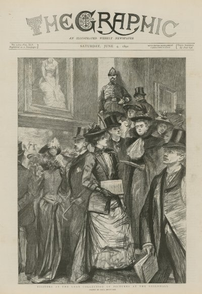 Látogatók a Céhcsarnok kölcsönzött képgyűjteményében alkotó: Charles Paul Renouard