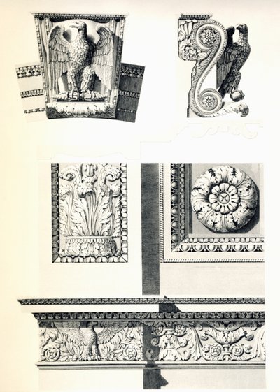 Dekoráció sasokkal, rozettákkal és akantuszlevelekkel a Diadalívhez, Charles Percier (1764-1838) és Pierre Francois Leonard Fontaine (1762-1853), metszet: Louis Pierre Baltard (1764-1846), részlet, Franciaország alkotó: Charles Percier