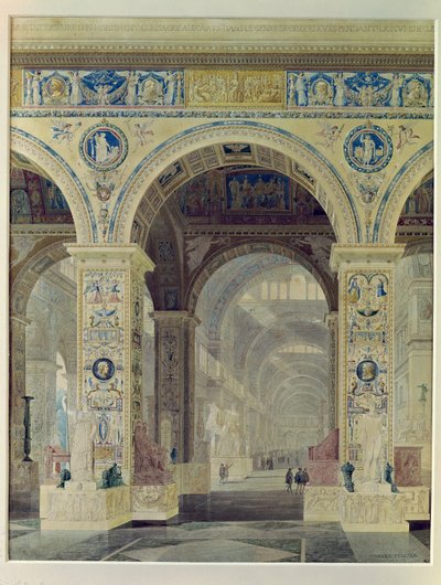 A Louvre belső képe (guache és WC papíron) alkotó: Charles Percier