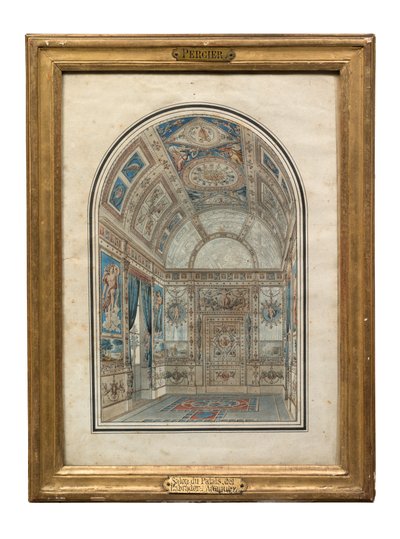 Szoba a Casa del Labradorban, Aranjuez királyi palotájában (toll, tinta és WC papíron) alkotó: Charles Percier