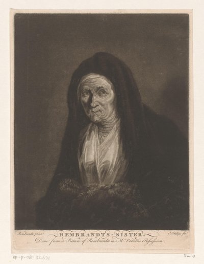 Egy ismeretlen öregasszony portréja Rembrandts – nővére (cím a tárgyon) alkotó: Charles Phillips