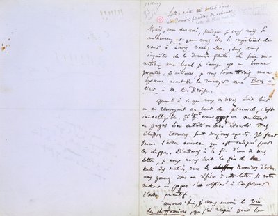 A Baudelaire szerkesztőjének, Auguste Poulet-Malassisnak (1825-78) írt levél 2. oldala a „Les Fleurs du Mal” c. 1857. február 20. (toll és tinta papíron) alkotó: Charles Pierre Baudelaire