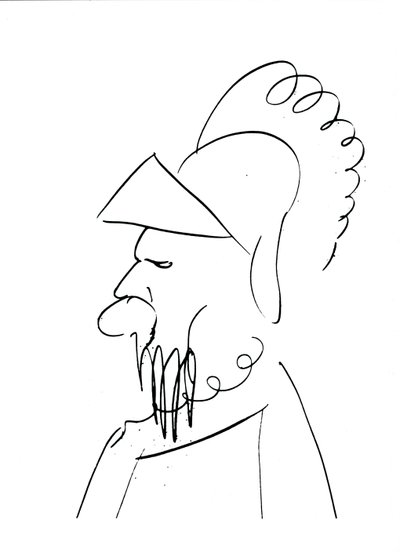 Férfi sisakos (toll és tinta papíron) (f/w fotó) alkotó: Charles Pierre Baudelaire