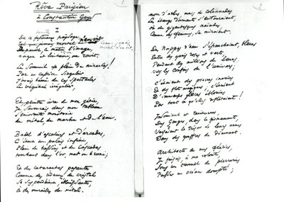 "Reve Parisien" autogramvers (toll és tinta papíron) (f/w fotó) alkotó: Charles Pierre Baudelaire