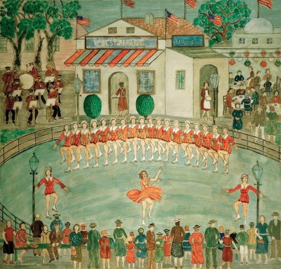 Korcsolyázók a világkiállításon alkotó: Charles Prendergast