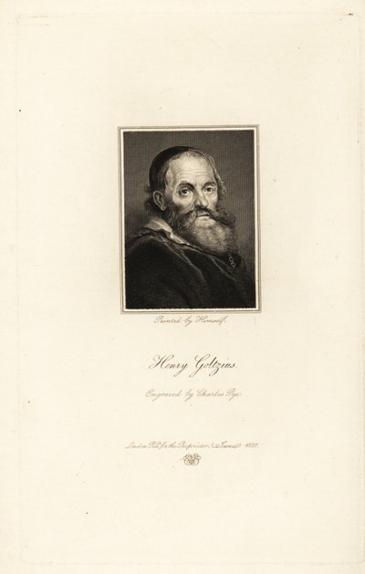 Hendrick Goltzius német származású holland nyomdász, rajzoló és festő portréja alkotó: Charles Pye
