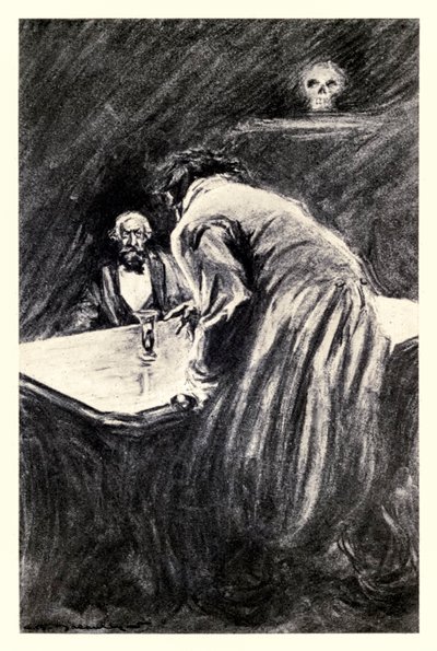 Megengeded, hogy a kezembe vegyem ezt a poharat? Robert Louis Stevenson (1850-1894) „Dr. Jekyll és Mr. Hyde furcsa esete” című művéből Charles Raymond Macauley (1871-1934) illusztrálta? alkotó: Charles Raymond Macauley