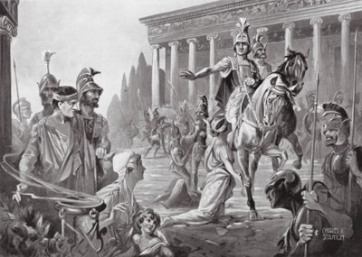 Sándor Théba elfoglalásakor, Kr. e. 335 (litográfia) alkotó: Charles Rebel Stanton