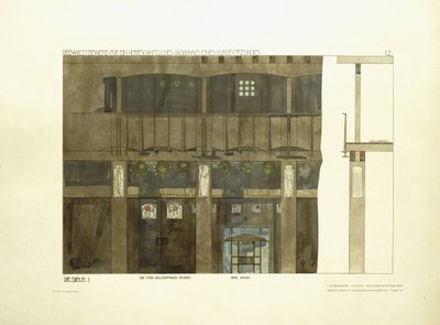 Bejárati csarnok, 1901 körül (színes litográfia) alkotó: Charles Rennie (after) Mackintosh