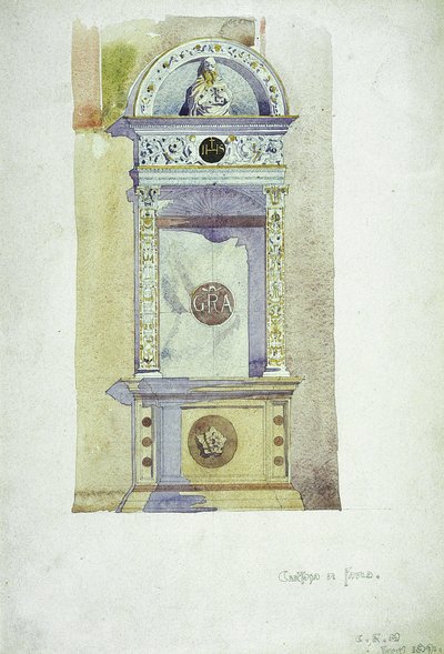 Certosa di Pavia, Emlékmű, 1891 (akvarell, papír) alkotó: Charles Rennie Mackintosh