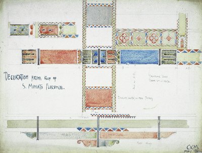 Dekoráció a S. Miniato-tetőről, Firenze, 1891 (ceruza és akvarell papíron) alkotó: Charles Rennie Mackintosh