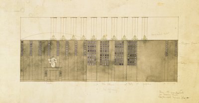 Dizájn falra, asztalra és ajtókra, 1905 (wc tollal és tintával papíron) alkotó: Charles Rennie Mackintosh