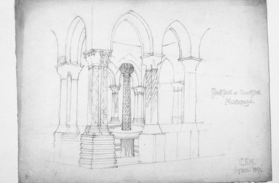 Szökőkút Cloisterben, Monreale, 1891 alkotó: Charles Rennie Mackintosh