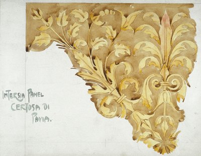 Intarsia Panel, Certosa di Pavia, 1891 (ceruza és akvarell papíron) alkotó: Charles Rennie Mackintosh