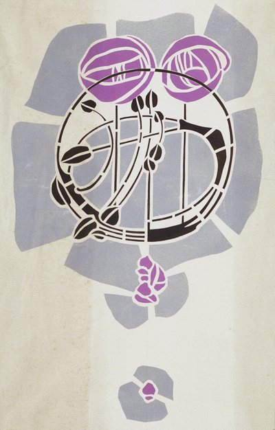 Modern reprodukció az eredeti Mackintosh stencil fali dekorációhoz, rózsa motívum, 1902 (poszter színe patronpapíron) alkotó: Charles Rennie Mackintosh